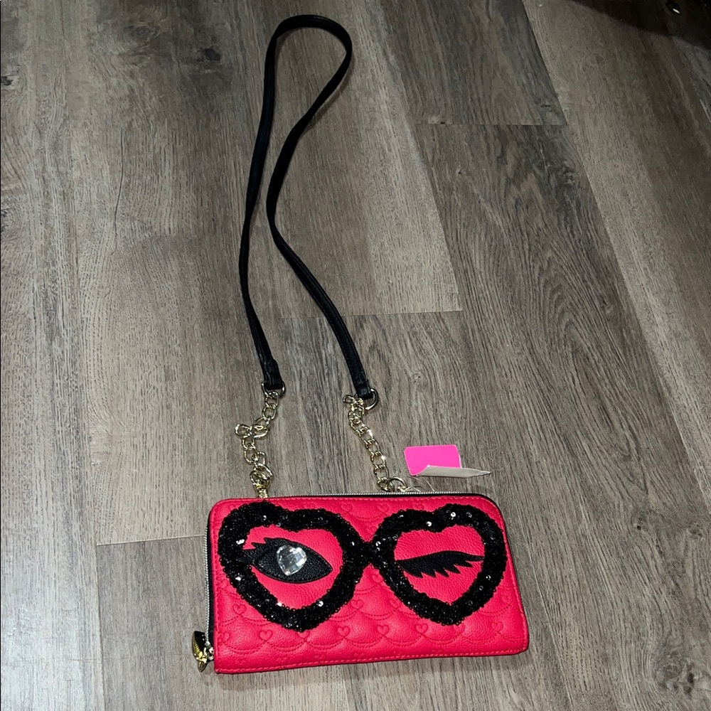 Betsey Johnson Wink Wallet On A String Crossbody nwt